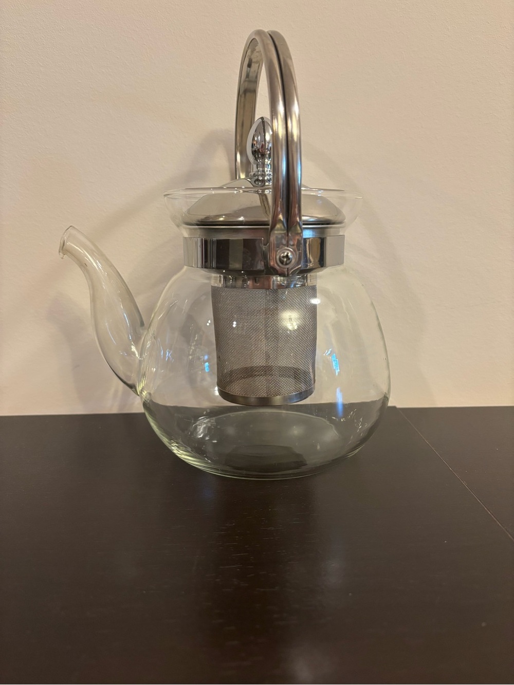 Glass Teapot with Stainless Steel Infuser and Silver Handle